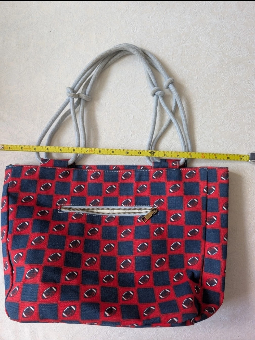 Farmhouse Is My Style Red Blue Football Bag Cotton Canvas Tote Bag